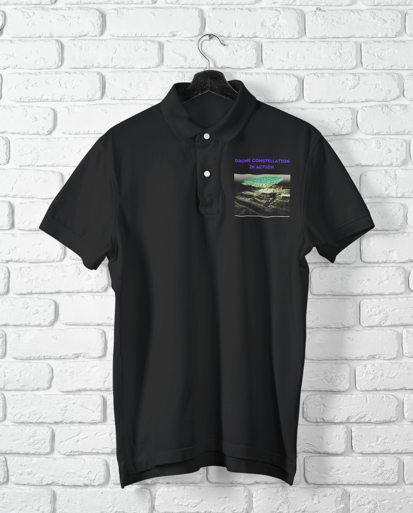 DRONES CONTACTING TO ACTION POLO T SHIRT