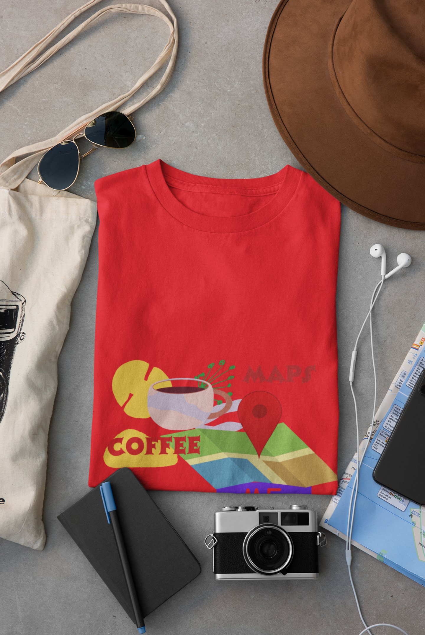 COFFEE WITH MAP T SHIRT
