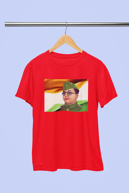 SUBHASH CHANDRA BOSE ON THE FLAG T-SHIRT