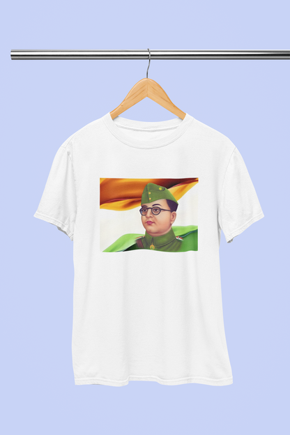 SUBHASH CHANDRA BOSE ON THE FLAG T-SHIRT