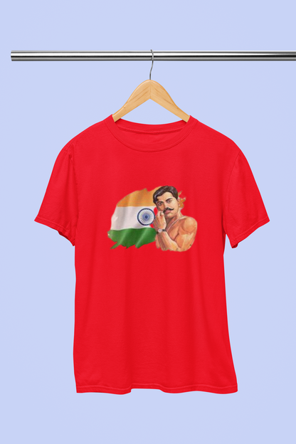 CHANDRA SHEKAR AZAD INDIA FLAG T-SHIRT