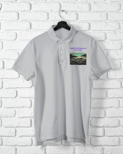 DRONES CONTACTING TO ACTION POLO T SHIRT