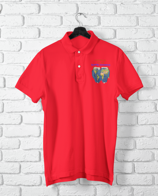 WORLD IN SAFE HANDS POLO T SHIRT