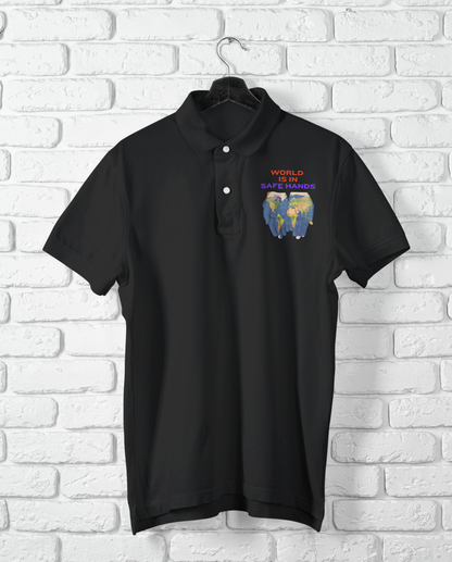 WORLD IN SAFE HANDS POLO T SHIRT